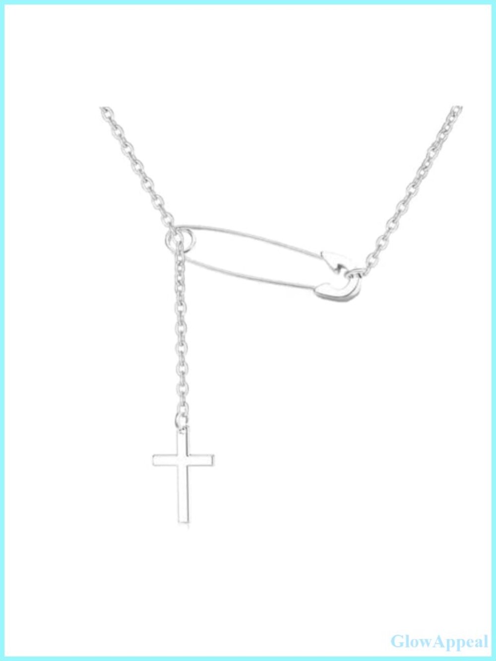 Stainless Steel Safety Pin Link Cross Lariat Y-Necklace Dainty Paperclip